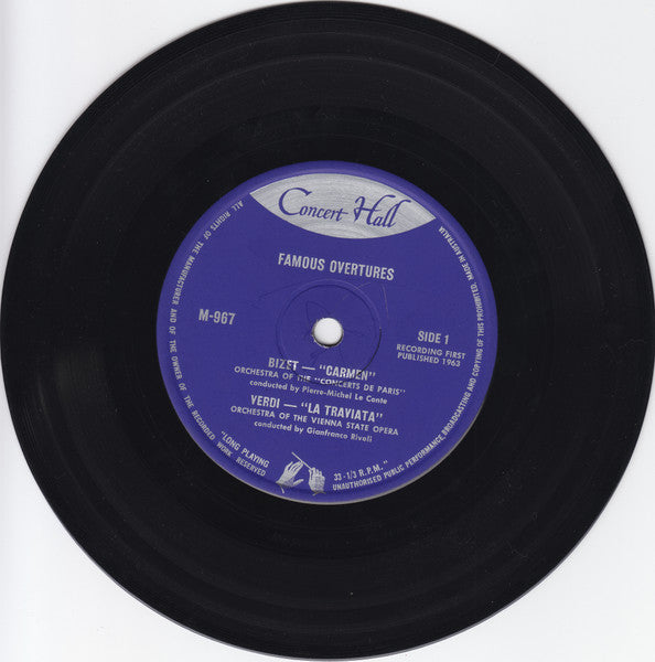 Georges Bizet / Wolfgang Amadeus Mozart / Giuseppe Verdi / Carl Maria von Weber : Famous Overtures (7", EP, Mono)