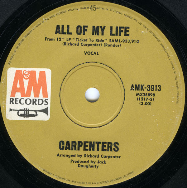 Carpenters : We've Only Just Begun (7", Single)