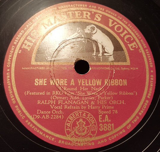 Ralph Flanagan And His Orchestra / Sammy Kaye And His Orchestra : She Wore A Yellow Ribbon / Hollywood Square Dance (Shellac, 10")