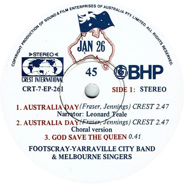 Footscray-Yarraville City Band & Melbourne Singers : Australia Day (7", EP)