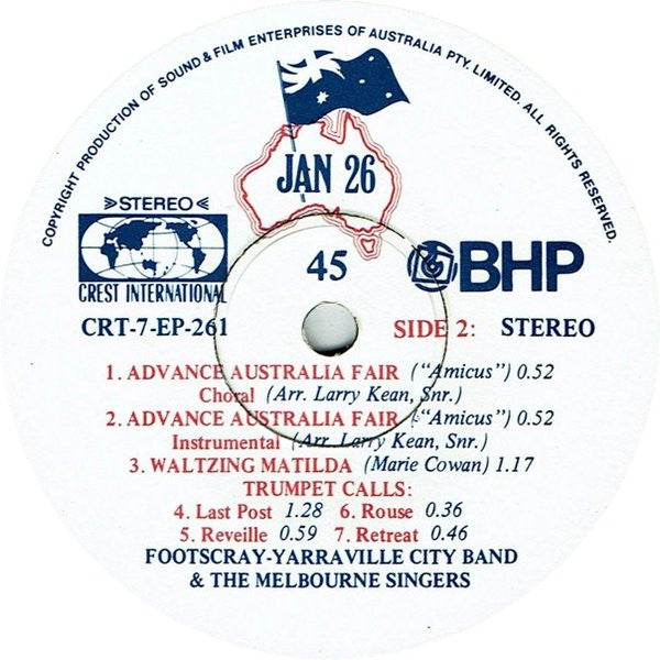 Footscray-Yarraville City Band & Melbourne Singers : Australia Day (7", EP)