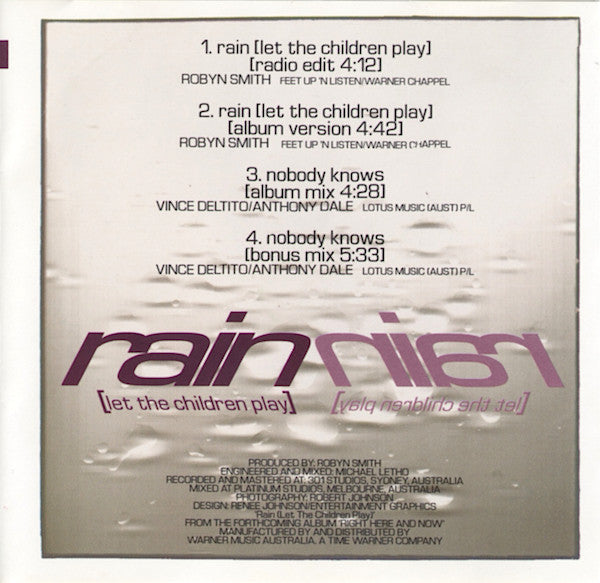 Marcia Hines : Rain (Let The Children Play) (CD, Single)