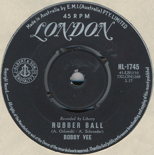 Bobby Vee : Rubber Ball / Everyday (7", Single)