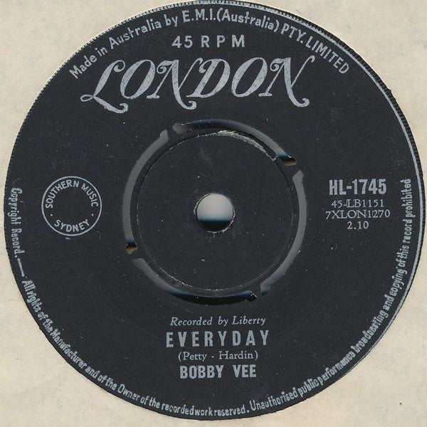 Bobby Vee : Rubber Ball / Everyday (7", Single)