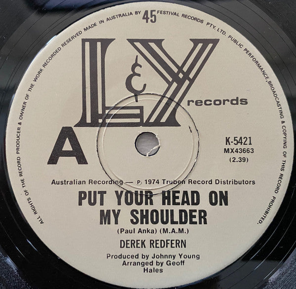 Derek Redfern : Put Your Head On My Shoulder (7", Single)