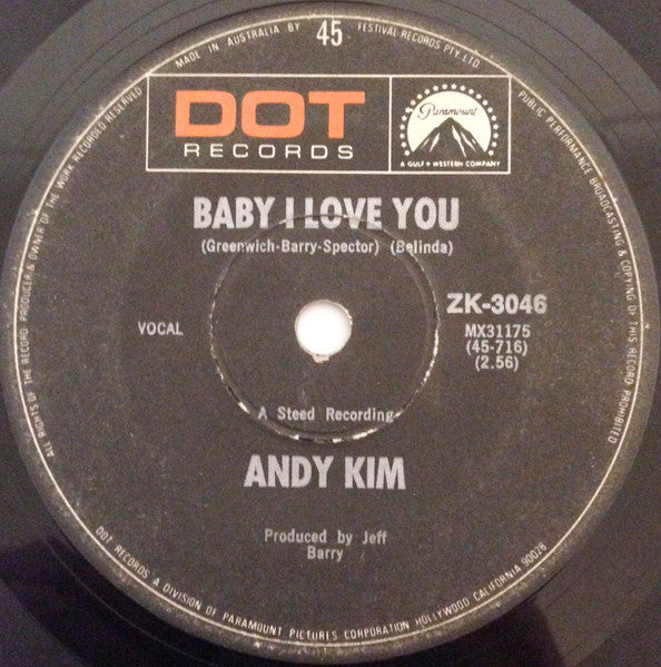 Andy Kim : Baby I Love You (7", Single)