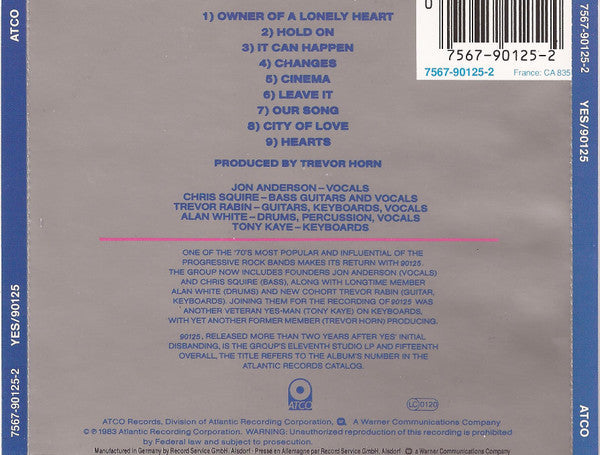 Yes : 90125 (CD, Album, RE)