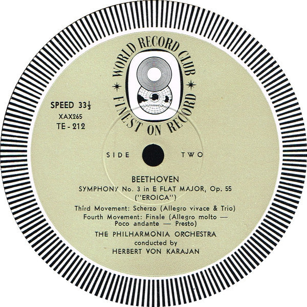 Beethoven*, Herbert von Karajan, Philharmonia Orchestra : Eroica - Symphony No. 3 In E Flat Major, Op. 55 (LP, Album, Mono, Club)