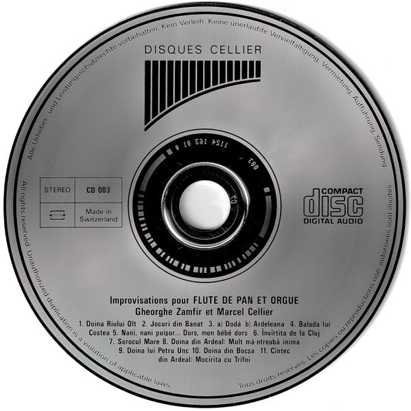 Gheorghe Zamfir et Marcel Cellier : Improvisations Flûte De Pan Et Orgue (CD, Album, RP)