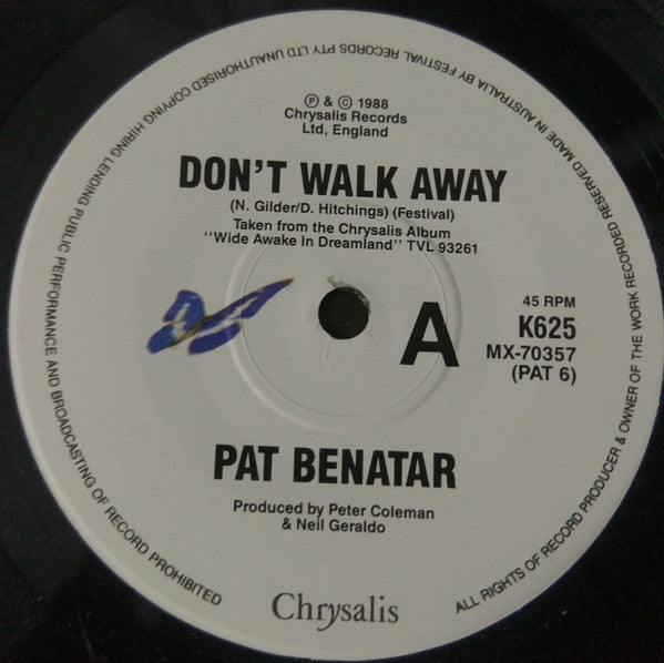 Pat Benatar : Don't Walk Away (7", Single)