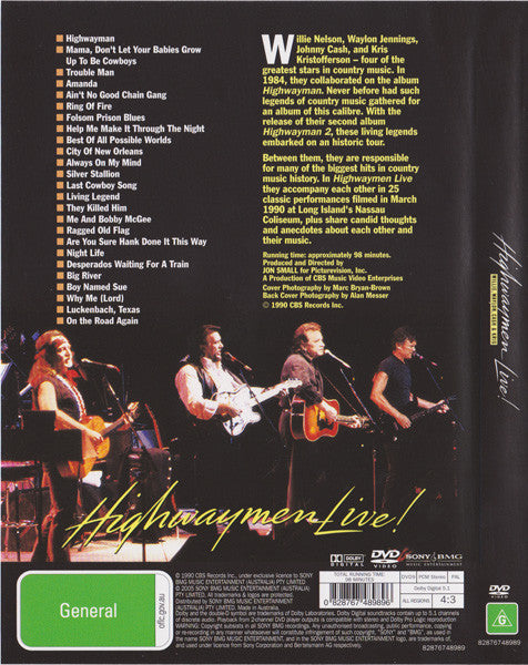 Willie Nelson, Waylon Jennings, Johnny Cash & Kris Kristofferson : Highwaymen Live! (DVD-V, PAL)