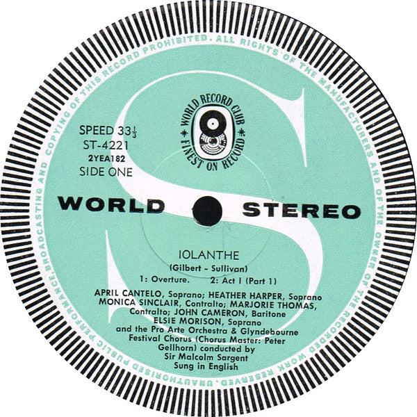 Gilbert & Sullivan : Iolanthe (2xLP, Album, Club)