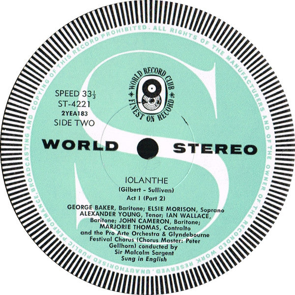 Gilbert & Sullivan : Iolanthe (2xLP, Album, Club)