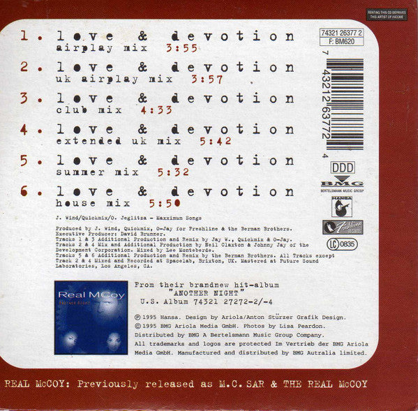 Real McCoy : Love & Devotion (CD, Single, Car)