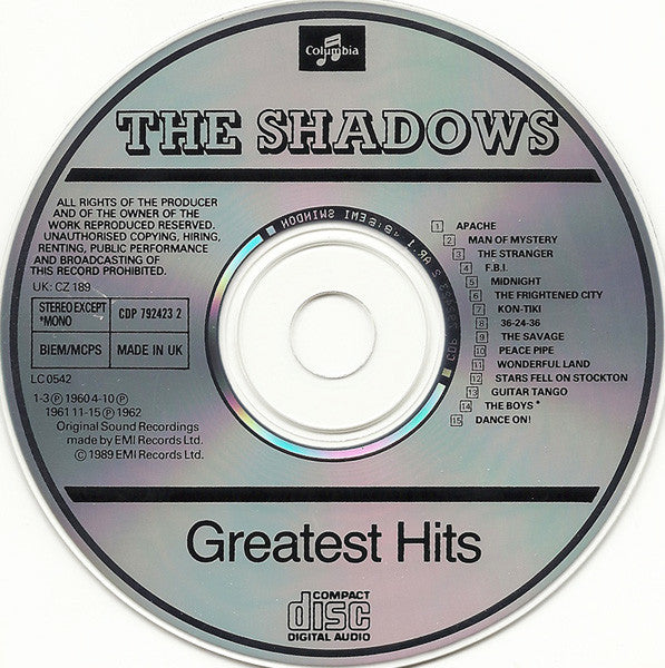 The Shadows : The Shadows' Greatest Hits (CD, Comp, Mono, RE)