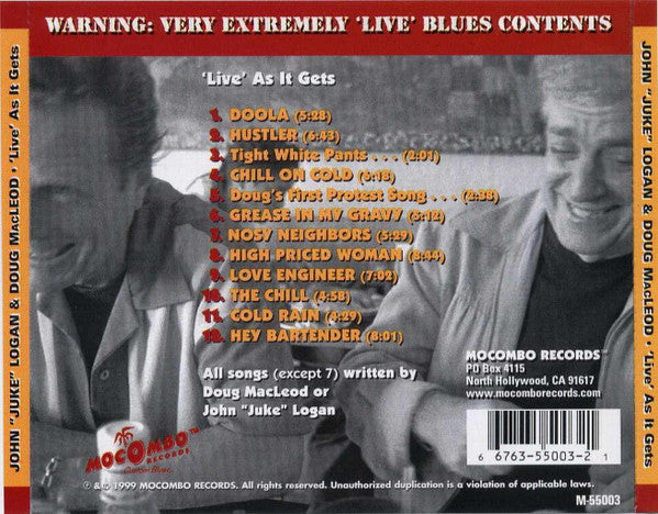 John "Juke" Logan & Doug MacLeod : 'Live' As It Gets (CD)