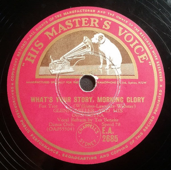 Glenn Miller And His Orchestra : In The Mood / What's Your Story, Morning Glory (Shellac, 10", RP)