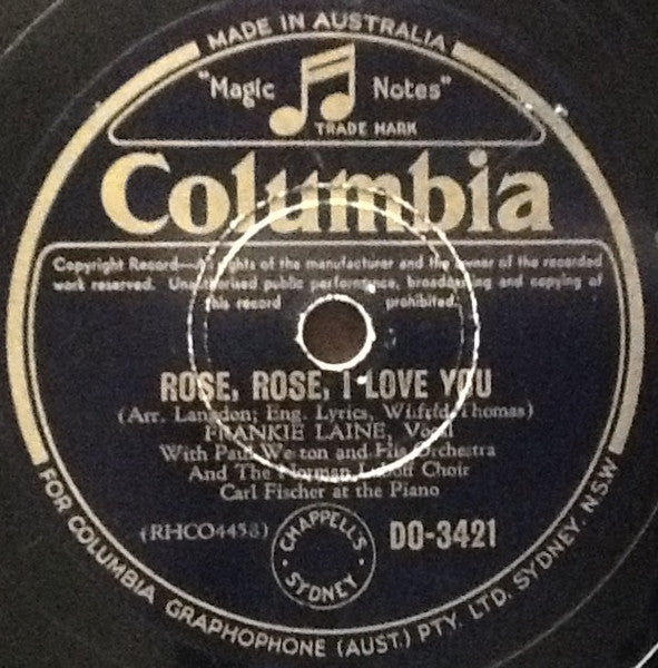 Frankie Laine : Jezebel / Rose, Rose, I Love You (Shellac, 10")