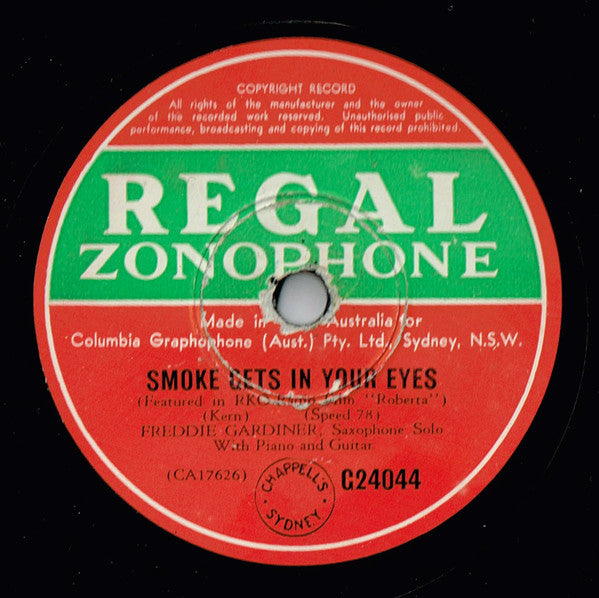 Freddy Gardner : Smoke Gets In Your Eyes / Stardust (Shellac, 10", RP)