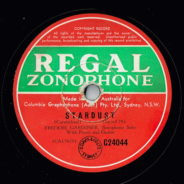 Freddy Gardner : Smoke Gets In Your Eyes / Stardust (Shellac, 10", RP)