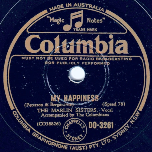 The Marlin Sisters / Dinah Shore And Her Happy Valley Boys : My Happiness / Buttons And Bows (Shellac, 10")