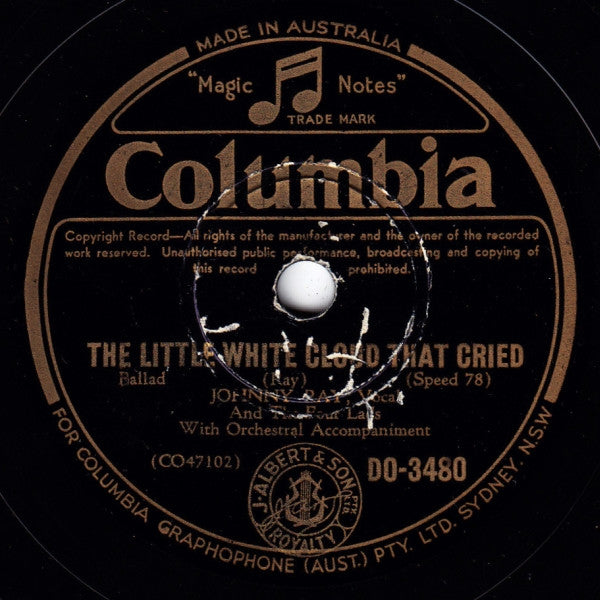 Johnny Ray* And The Four Lads : Cry / The Little White Cloud That Cried (Shellac, 10")