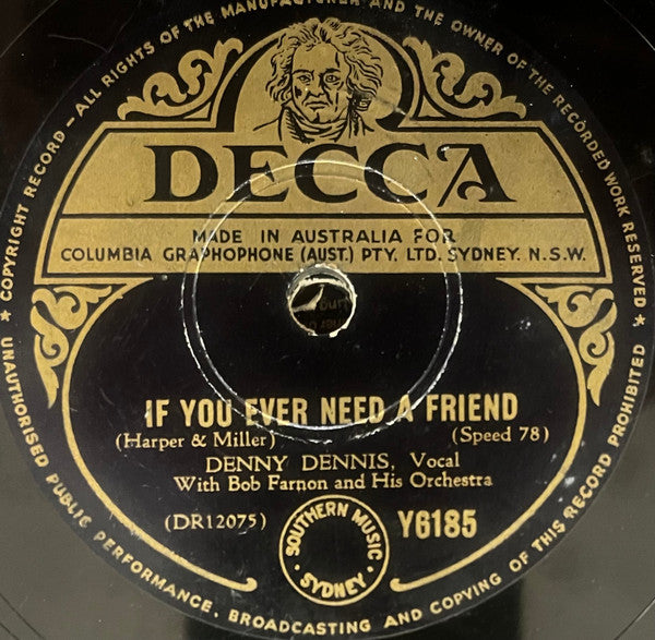 Donald Peers / Denny Dennis : In A Shady Nook, By A Babbling Brook / If You Ever Need A Friend (Shellac, 10")