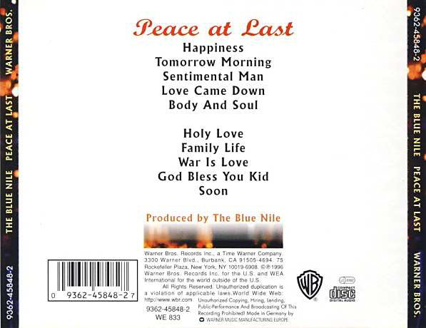 The Blue Nile : Peace At Last (CD, Album)