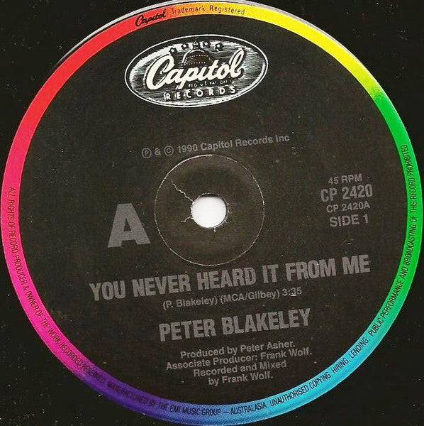 Peter Blakeley : You Never Heard It From Me (7", Single)