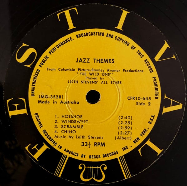 Leith Stevens' All Stars : Jazz Themes From "The Wild One" (10", Mono)