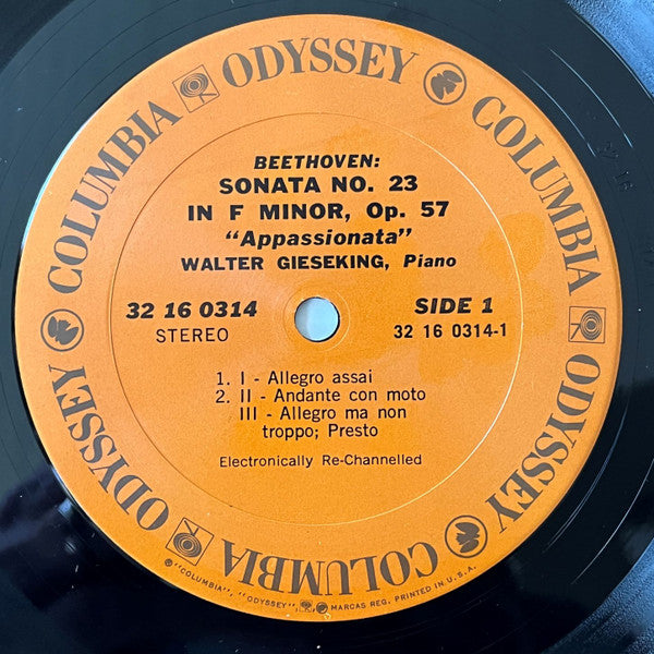 Ludwig van Beethoven - Walter Gieseking : Two Favorite Sonatas: Appassionata • Waldstein (LP, RM)
