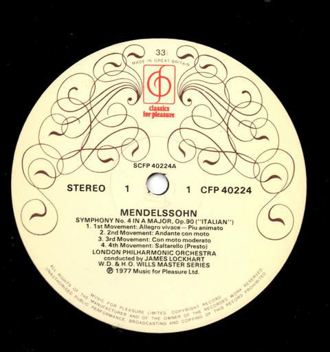 Felix Mendelssohn-Bartholdy, London Philharmonic Orchestra, James Lockhart : Symphony No. 4 In A Major, Op 90 ("Italian") / A Midsummer Night's Dream - Incidental Music (LP, Album)