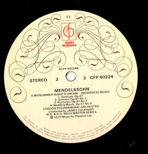 Felix Mendelssohn-Bartholdy, London Philharmonic Orchestra, James Lockhart : Symphony No. 4 In A Major, Op 90 ("Italian") / A Midsummer Night's Dream - Incidental Music (LP, Album)