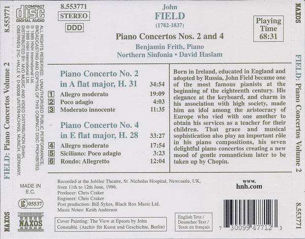 John Field (2) - Benjamin Frith • Northern Sinfonia • David Haslam : Piano Concertos Nos. 2 and 4 (CD, Album)