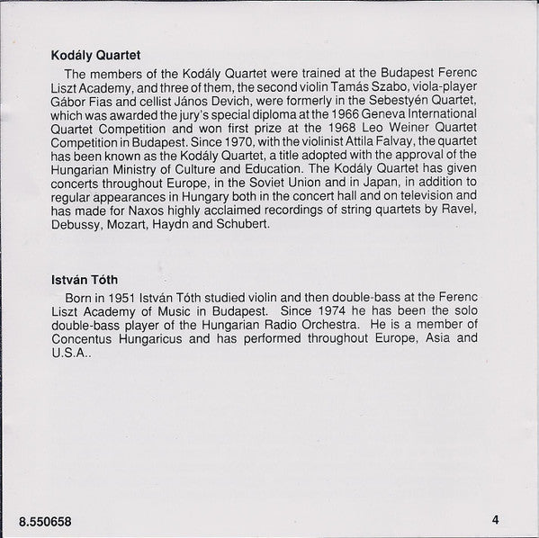 Schubert* - Jenö Jandó, Kodály Quartet, István Tóth : Piano Quintet "Trout" • Adagio And Rondo Concertante, D. 487 (CD, Album)