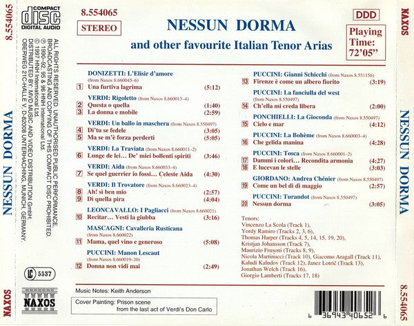 Various : Nessun Dorma And Other Favourite Italian Tenor Arias (CD, Comp)