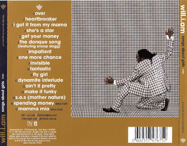 Will.I.Am* : Songs About Girls (CD, Album)