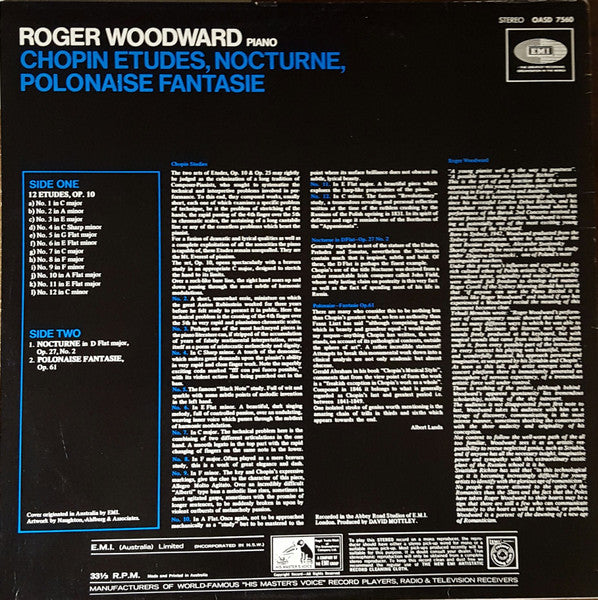 Roger Woodward, Chopin* : Etudes, Nocturne, Polonaise Fantasie (LP)