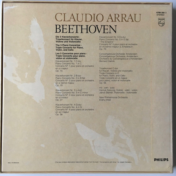 Claudio Arrau, Beethoven* : Konzerte - Die 5 Klavierkonzerte - Tripelkonzert = Concertos: The 5 Piano Concertos - Triple Concerto (6xLP, Comp + Box)