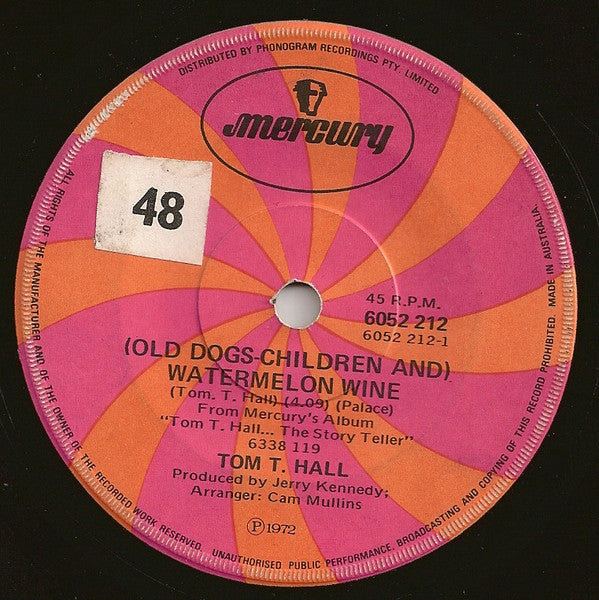 Tom T. Hall : (Old Dogs-Children And) Watermelon Wine (7", Single)