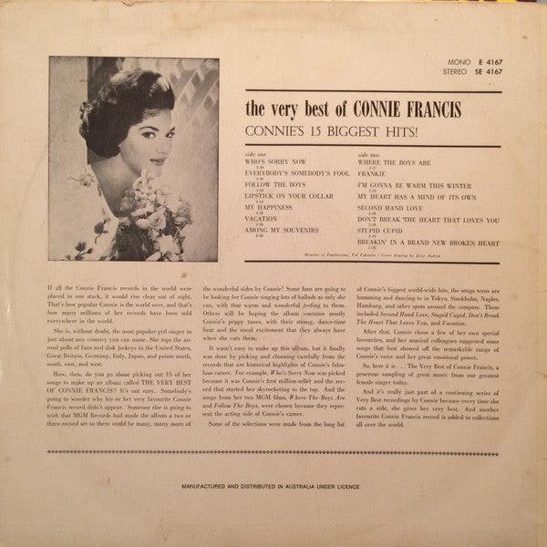 Connie Francis : The Very Best Of Connie Francis (LP, Comp, RE)