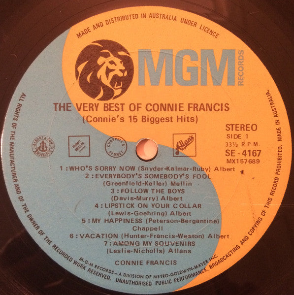 Connie Francis : The Very Best Of Connie Francis (LP, Comp, RE)