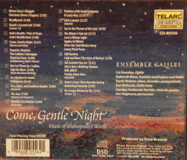 Ensemble Galilei : Come, Gentle Night * Music Of Shakespeare's World (CD, Album)