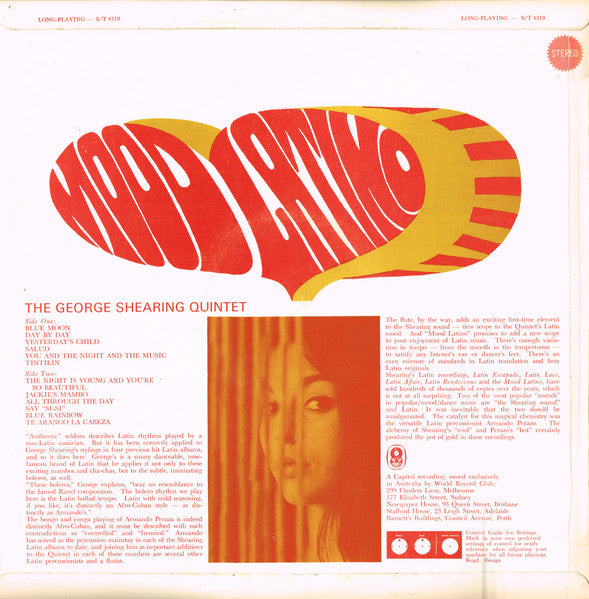 The George Shearing Quintet : Mood Latino (LP, Album, Club)