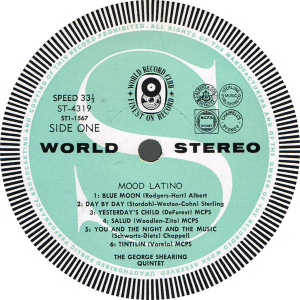 The George Shearing Quintet : Mood Latino (LP, Album, Club)