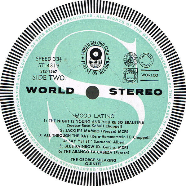 The George Shearing Quintet : Mood Latino (LP, Album, Club)