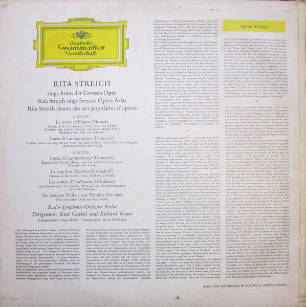 Rita Streich : Rita Streich Singt Arien Der Grossen Oper (LP, RE)