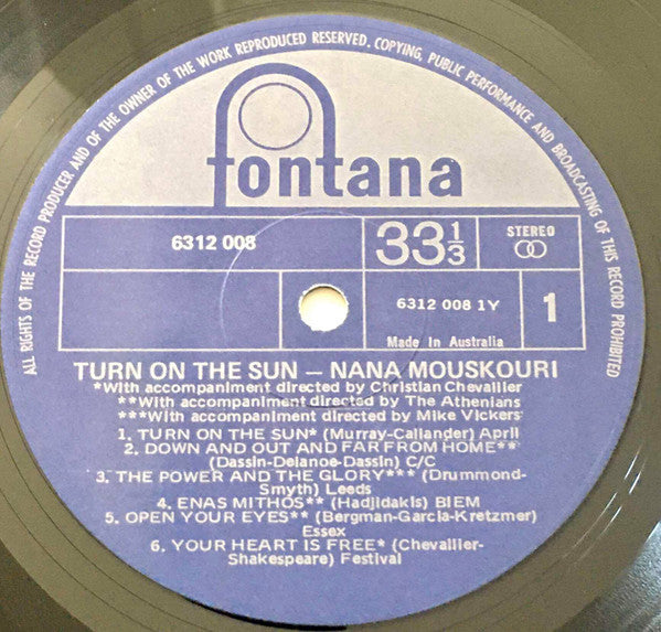 Nana Mouskouri : Turn On The Sun (LP)