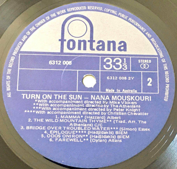 Nana Mouskouri : Turn On The Sun (LP)