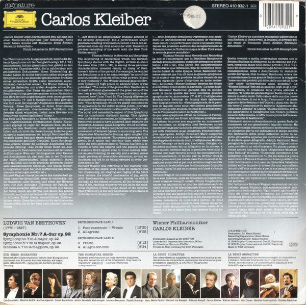 Beethoven* - Carlos Kleiber, Wiener Philharmoniker : Symphonie No. 7 (LP, RE)